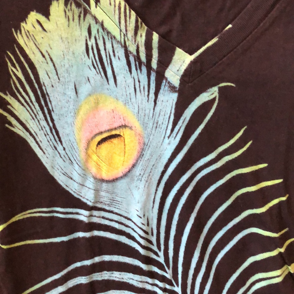 🖤 Moteph Peacock Feather V-neck T-shirt - XS